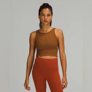 Lululemon Power Pivot Tank Top Ribbed in Copper Brown